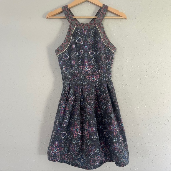American Eagle Outfitters Blue Pink Paisley Halter Mini Dress Y2K Summer Western - Picture 1 of 7